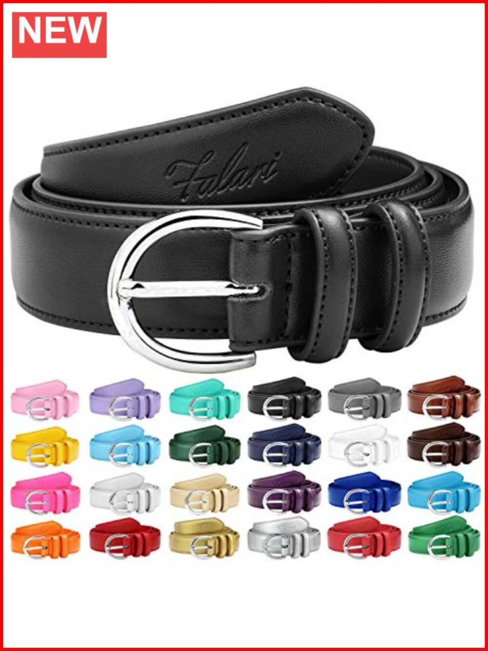 Genuine Leather Women's Dress Belt Single Prong Buckle